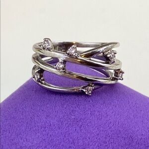 💛 Classic Sterling Silver CZ Bypass Ring